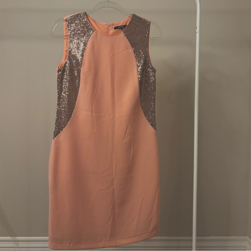 Chic Coral Sequin Mini Dress